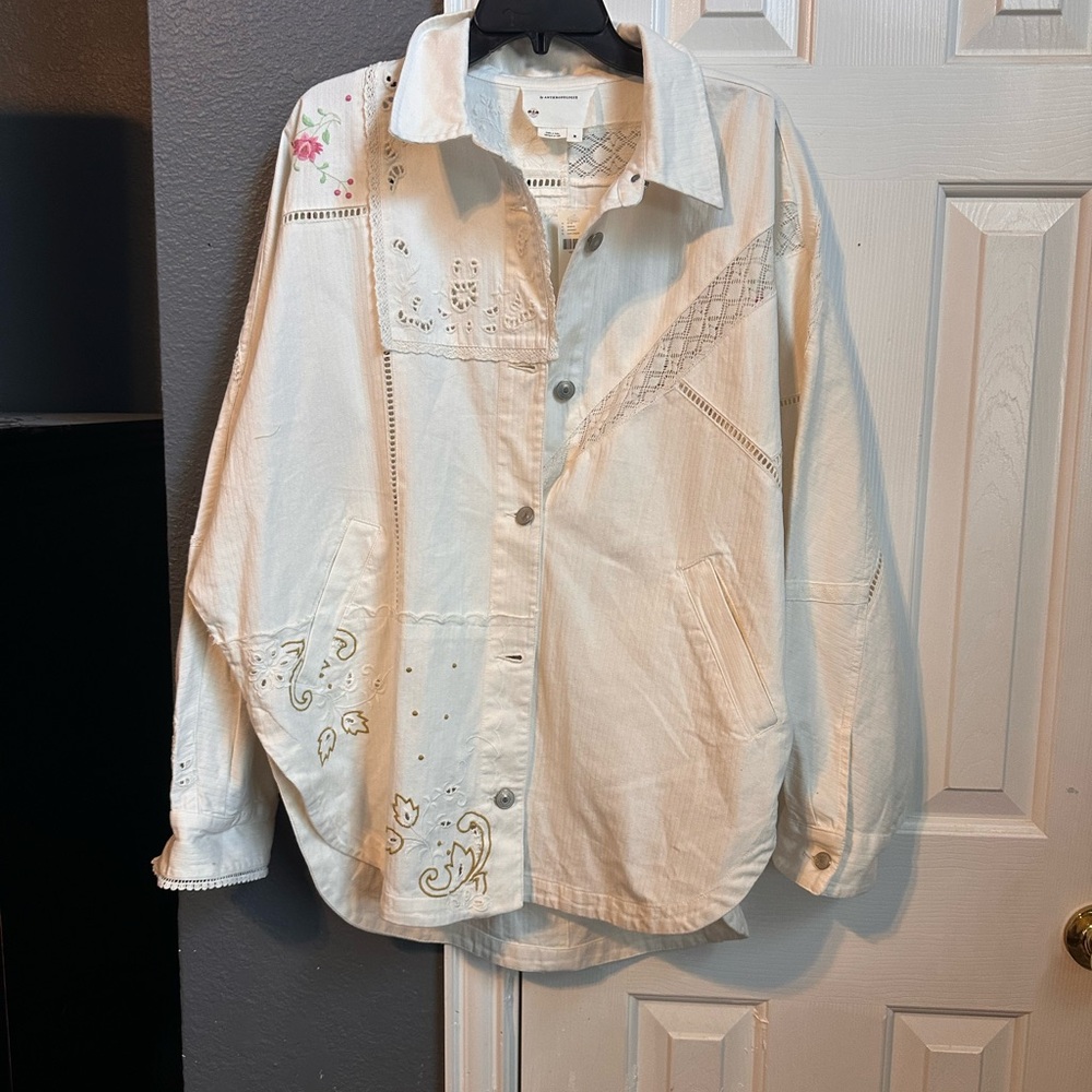 NWT Anthropologie Reworked Embroidered Shirt Jacket Medium - Picture 3 of 9